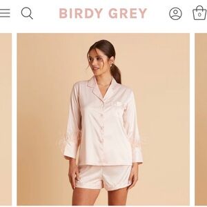Birdy Grey Short Feathered Pajamas. Large. Blush